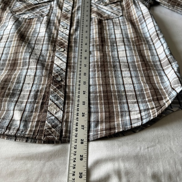 Old Navy Men's Western Plaid Linen Blend Pearl Snap Shirt Medium Cowboy Rodeo - Picture 12 of 14
